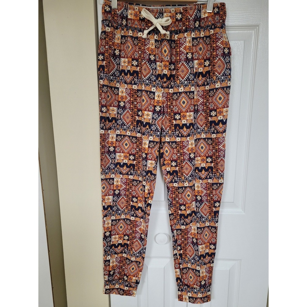 SUN STONE Mens Southwestern Button Fly Jogger Pants Drawstring Casual Size S